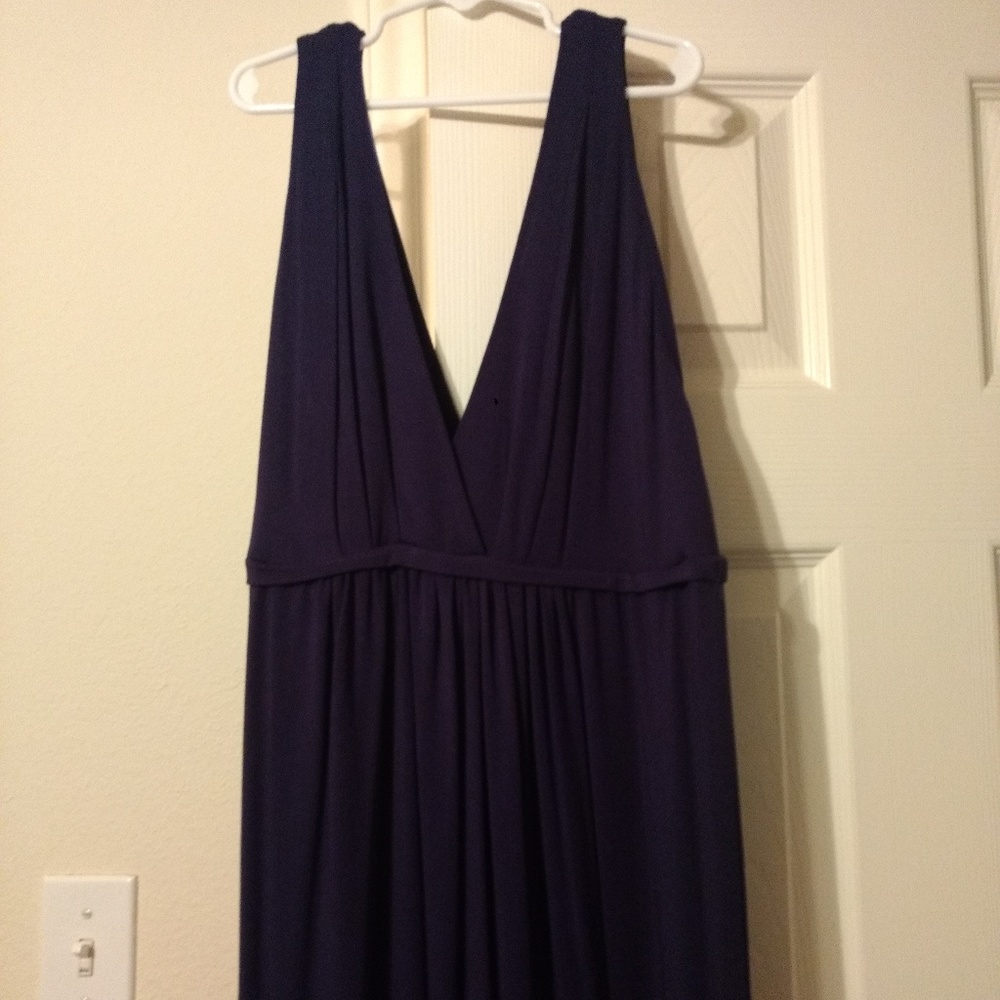 Navy deep v neck maternity maxi dress